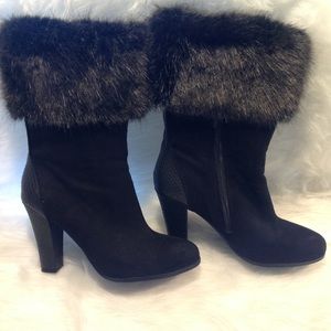 Black Faux Fur ankle boots